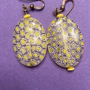 Murano Yellow and White Floral Earrings